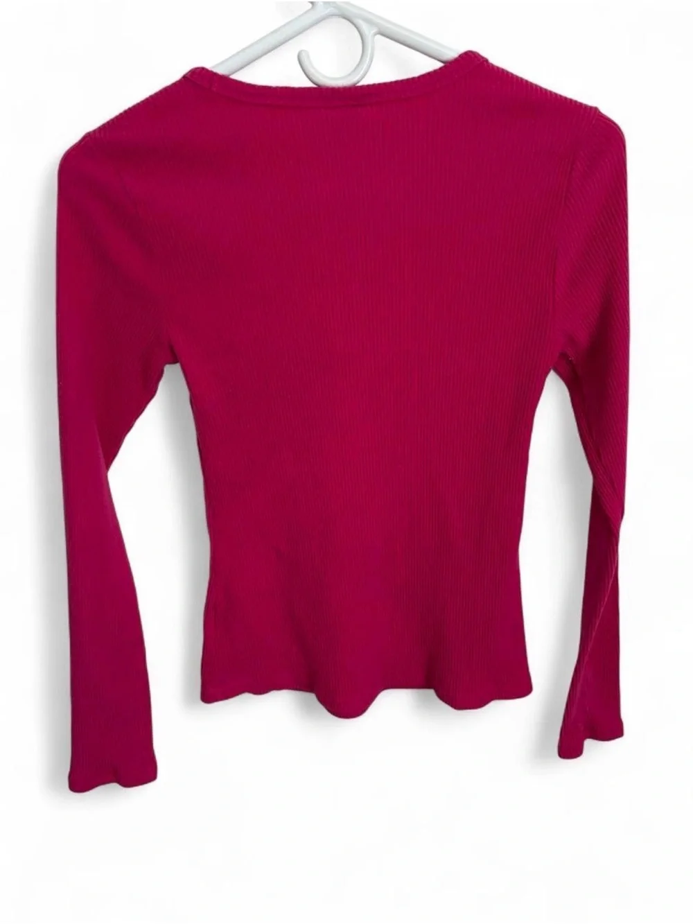 Old Navy Girls Long Sleeve Ribbed Tee in Fuchsia Pink